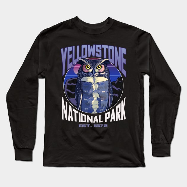 Yellowstone National Park Owl Long Sleeve T-Shirt by Noseking